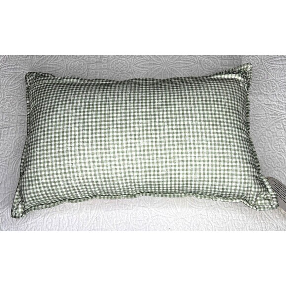 The Home Quilted Look Zipper Pillow Sham Floral Green Gingham Trim & Backing NWT - Picture 7 of 14